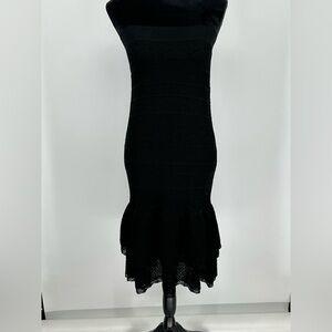 POLO Ralph Lauren Women's Sz XS Black Lace Strapless Dress Lined Ruffled Bodycon